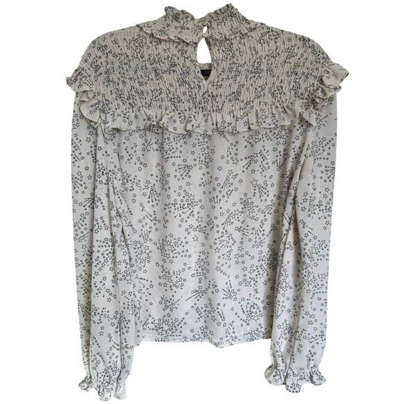 Rebecca Minkoff Sharon Smocked Ruffled Star-Print Top In Blush Pink Size Large - Picture 6 of 12